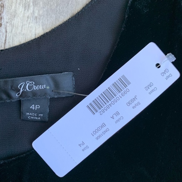 J Crew Black Velvet Tank Top Camisole Size 4P NEW - Picture 7 of 9